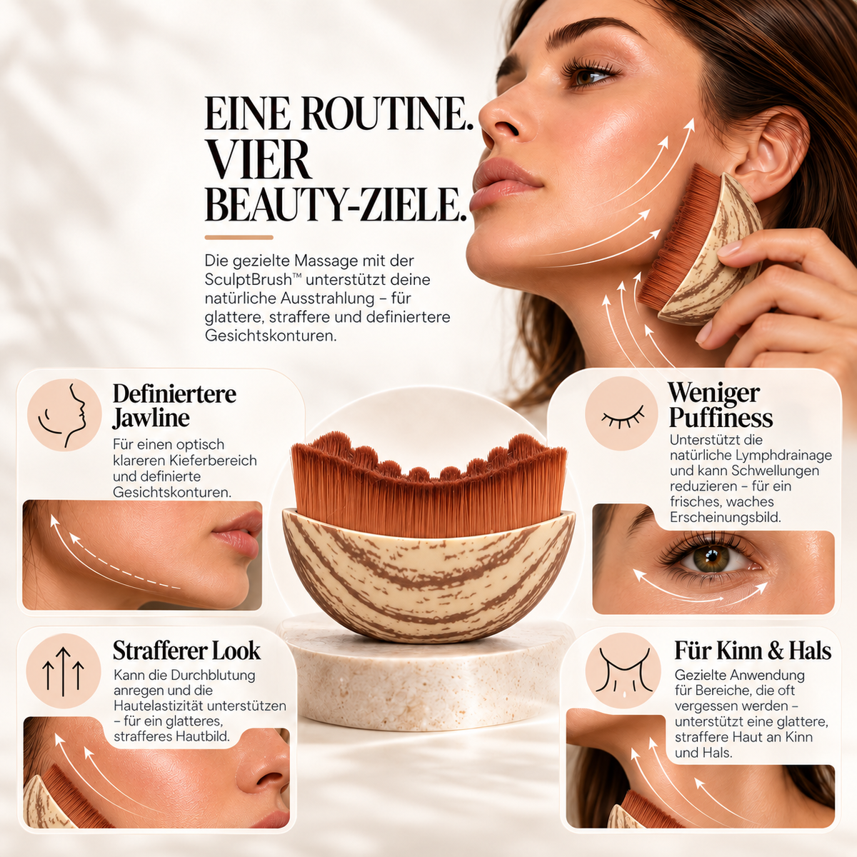 SculptBrush – vier Beauty-Ziele für Jawline, Puffiness, Straffung, Kinn und Hals